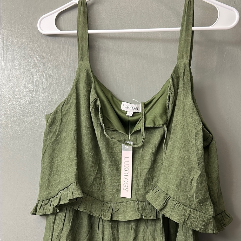 Luxology Green Ruffle Dress